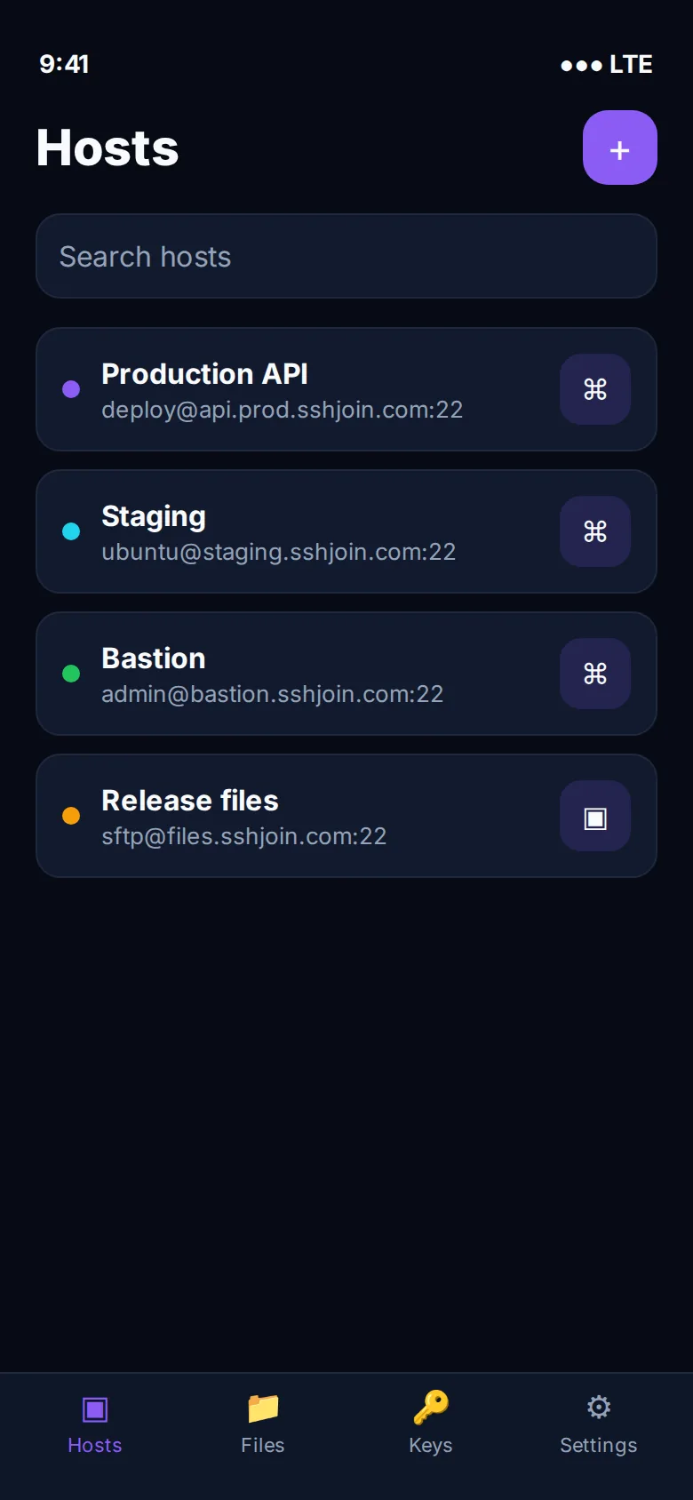 SSHJOIN mobile hosts list